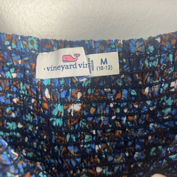 Vineyard Vines Girls puff sleeve Smocked dress fenwick paisley navy size 10-12 - Picture 10 of 11